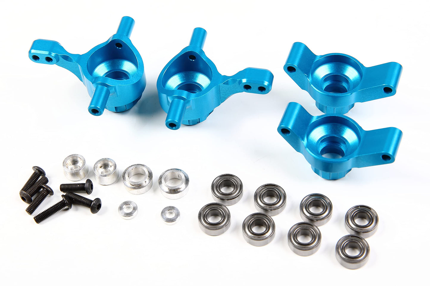 TT-02 CNC Aluminum Front Rear Hub Carrier Set for 1/10 RC Car Tamiya TT02 Upgrade Part (Front +Rear Hub Carrier Blue) - color: Front +Rear Hub Carrier Blue