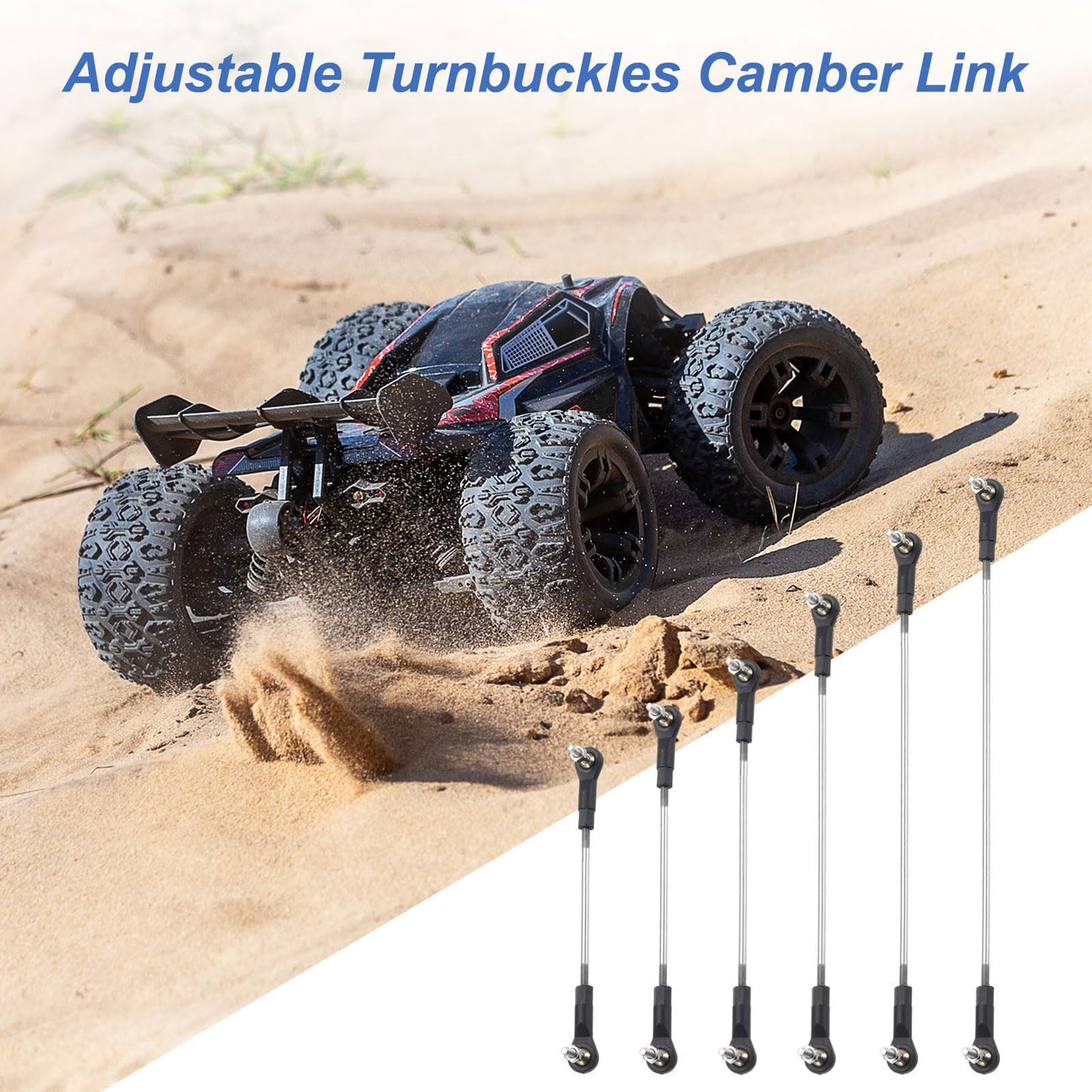 MECCANIXITY 4Pcs Adjustable Turnbuckles Camber Link Steering Servo Linkage | 154-164mm Turnbuckle Rod, with M3 Ball Head Rod Ends, for RC Car Replace Parts - size: 154-164mm