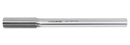 Accusize Industrial Tools 7/8'' H.S.S. Straight Shank Straight Flute Chucking Reamer, Flute Length 2-5/8'', Oal 10'', Right Hand, 8 Flute, 5015-0245 | 7/8" HSS Straight Shank Straight Flute Chucking Reamer, Flt Len 2-5/8", OAL 10", Right Hand Cut, 8 Flute
