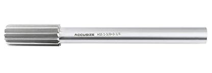 Accusize Industrial Tools 5015-0330 H.S.S. M2 Straight Shank Straight Flute Chucking Reamer, 1-3/8 in | 1-3/8" HSS M2 Straight Shank Straight Flute Chucking Reamer, Flt Len 3-1/4", OAL 12", Right Hand Cut, 10 Flute - size: 1-3/8 in.