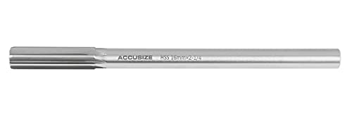 Accusize Industrial Tools 16.0 mm H.S.S. M2 Straight Shank Straight Flute Chucking Reamers, Right Hand, 14.4 mm Shank Dia, 8 Flute, 9'' Oal, 0400-5160 - size: 16.0 mm