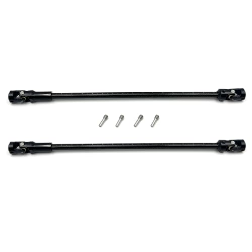 1/10 RC Cut-to-Length Drive Shaft Kit, 68–229mm Adjustable Stainless Steel Driveshafts, CNC Universal Joint Shafts with M4 Screws, for RC Crawler (Black, 2PCS)