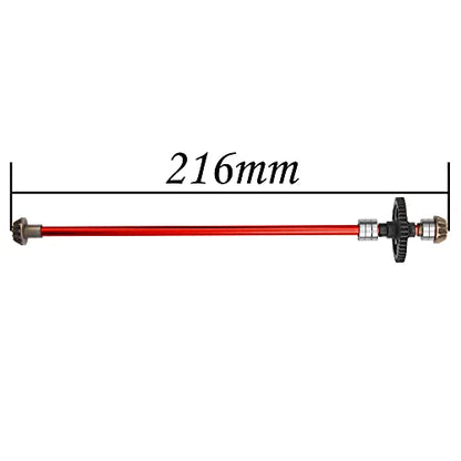 Metal Center Drive Shaft RC Car Central Transmission Shaft w/ 27T Motor Gear Upgrade Part Compatible with Wltoys 124018 124019 1/12 RC Car Buggy (Red) - color: Red