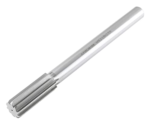 Accusize Industrial Tools 1-1/8'' H.S.S. M2 Straight Shank Straight Flute Chucking Reamer, Flute Length 2-7/8'', Oal 11'', 10 Flute, 5015-0305 | 1-1/8" HSS M2 Straight Shank Straight Flute Chucking Reamer, Flt Len 2-7/8", OAL 11", Right Hand Cut, 10 Flute