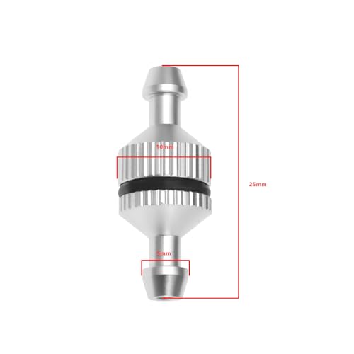 2pcs Aluminum Alloy Nitro Glow Fuel Inline Filter Replacement Part 5507450 Suitable for Model Airplanes Cars Spare Parts Sliver (25x10x5mm)
