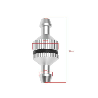 2pcs Aluminum Alloy Nitro Glow Fuel Inline Filter Replacement Part 5507450 Suitable for Model Airplanes Cars Spare Parts Sliver (25x10x5mm)