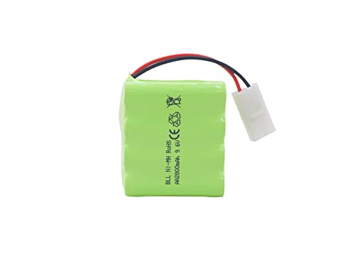 sea jump 2PCS AA 9.6V 2800mah RC Battery Pack with Tamiya Plug and USB Charging Cable Suitable for Toy Tank Engineering, Flat Semi-Trailer Truck, RC Car, Ni-MH High Capacity Battery
