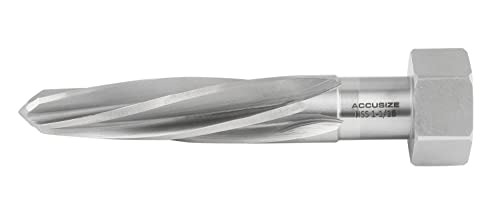 Accusize Industrial Tools H.S.S. Aligning Reamer - 1-1/16'' Diameter, 5'' Flute, 7'' OAL, Hex Shank, Spiral Flute, 0523-6055 - size: 1-1/16 inch