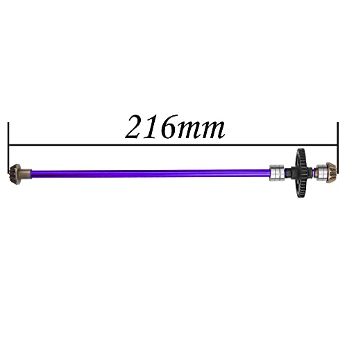 Metal Center Drive Shaft RC Car Central Transmission Shaft w/ 27T Motor Gear Upgrade Part Compatible with Wltoys 124018 124019 1/12 RC Car Buggy (Purple) - color: Purple
