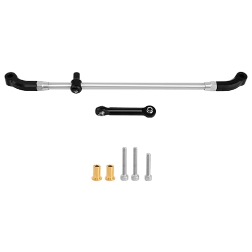 Stainless Steel +Aluminum Steering Linkage Set for 1/8 Losi LMT RC Monster Truck Metal Upgrade Parts (Black) - color: Black