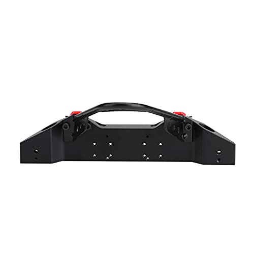 ZJchao RC Bumper, RC Front Bumper Metal Front Upper with 2 LED Lights for ‑4 1/10 Scale Crawler (Black) - color: Black