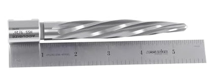 Accusize Industrial Tools 9/16'' H.S.S. Aligning Reamer with 3/4'' / 0.75'' Weldon Shank, Spiral Flute, 0521-0916 - size: 9/16 in.