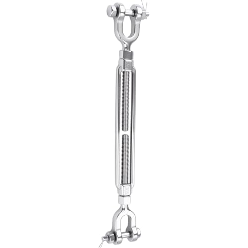 1 Pack 1/2" Jaw and Jaw Turnbuckle Heavy Duty, 4400 lbs Working Load Limit, Ultra Durable Stainless Steel Turnbuckles for Cables Wire Tension, Tractor, Sun Shade Tent, Deck, Ground Anchors - size: 1/2"(M12)-1PCS