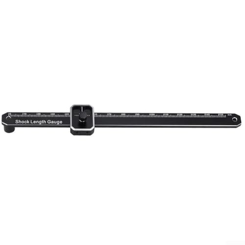 Shock Length Gauge Suspension Measurement Tool with Adjustable Metal Construction for 1:8 Scale Off-Road RC Cars, Precise Inch/Millimeter Markings, Black