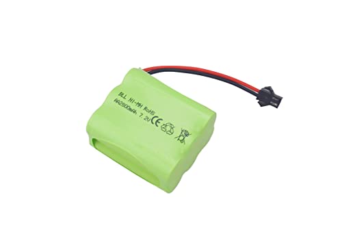 2PCS AA 7.2V 2800mah RC Battery Pack with SM-2P Plug with USB Charging Cable for Toy Tanks Engineering Department Flatbed Semi-Trailer Truck RC Remote Control Car Ni-MH high Capacity Battery
