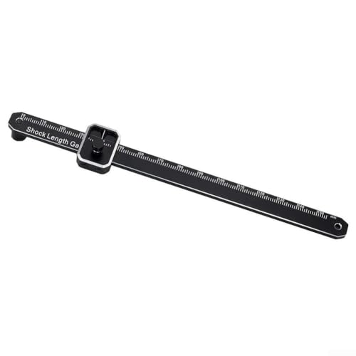 Shock Length Gauge Suspension Measurement Tool with Adjustable Metal Construction for 1:8 Scale Off-Road RC Cars, Precise Inch/Millimeter Markings, Black