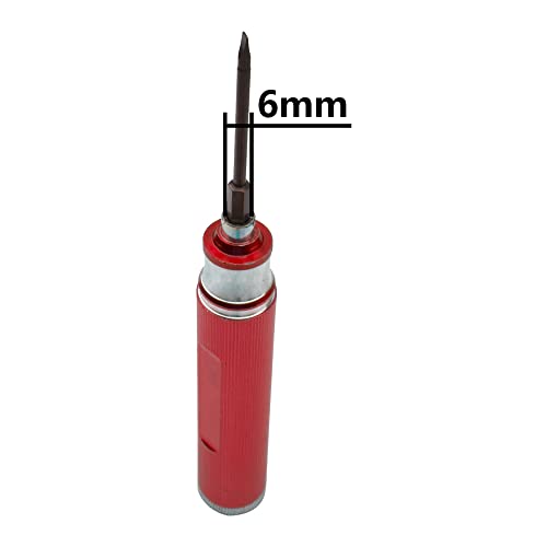 ShareGoo 6 in 1 Hex Screwdriver, Multi-Function Screw Driver 1.5/2.0/2.5/3.0mm 0#+ 1#- Repair Tool Kit Compatible with HSP Tamiya Arrma Axial Traxxas RC Car RC Drone Airplanes (Red) - color: Red