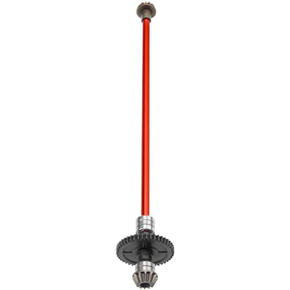 Metal Center Drive Shaft RC Car Central Transmission Shaft w/ 27T Motor Gear Upgrade Part Compatible with Wltoys 124018 124019 1/12 RC Car Buggy (Red) - color: Red