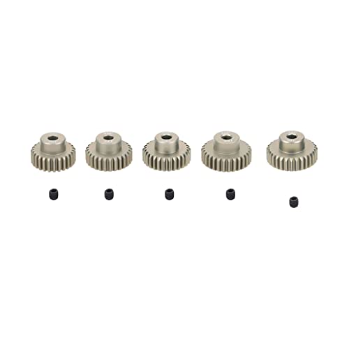 KingVal Replacement 5PCS 48DP 3.175mm 26T 27T 28T 29T 30T Aluminium Pinion Motor Gear Combo Compatible with 1/10 RC Car Brushed Brushless Motor - size: 26-30T