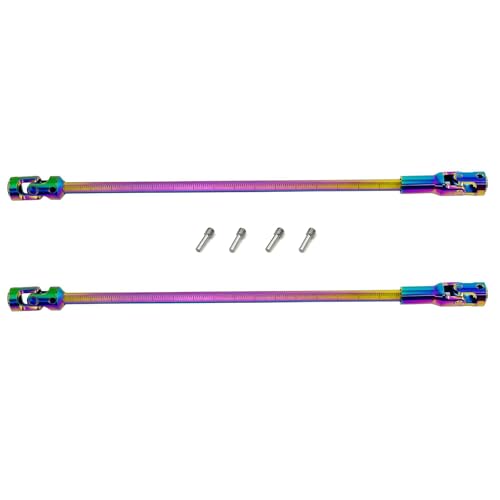 1/10 RC Crawler Cut-to-Length Drive Shaft Kit, Adjustable 68–229mm Stainless Steel RC Driveshaft Driveline with CNC Universal Joints and Mounting Screws, 2PCS (Rainbow) - color: Rainbow