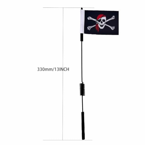 1/8-1/10 RC Antenna with Pirate Flag RC Car Parts RC Decoration for 1:8-1:10 RC Crawler Axial SCX10 90046 TRX-4 TRX4 D90 D110 Tamiya CC01 (2pcs 330mm/13 Inch)