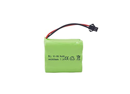 2PCS AA 7.2V 2800mah RC Battery Pack with SM-2P Plug with USB Charging Cable for Toy Tanks Engineering Department Flatbed Semi-Trailer Truck RC Remote Control Car Ni-MH high Capacity Battery