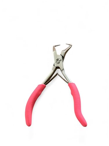 Hair Extension Bead Remover Pliers Pink Stainless Steel Professional Curved Jaw Tool for Microlink and Micro Ring Beads Easy Access Safe Near Scalp Removal 5.5 Inch Pink - size: 5.5 Inch Pink Grip