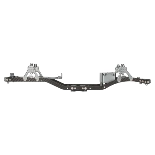 SCX10 Chassis Set for 1/10 RC Crawler w/Carbon Fiber Rails Metal Brace Skid Plate Adjustable Shock Mount Radio Box Battery Tray (Gray Set) - color: Gray Set