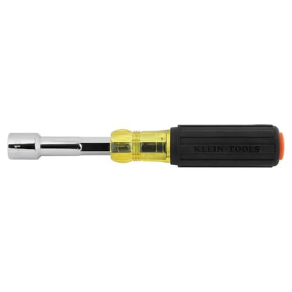 Klein Tools 65406M Metric Color-Coded Nut Driver, Hollow-Shaft, Heavy-Duty 6 mm Hex, Pass-Through Design, 6-Point Socket, and Cushion-Grip Handle - size: 6mm