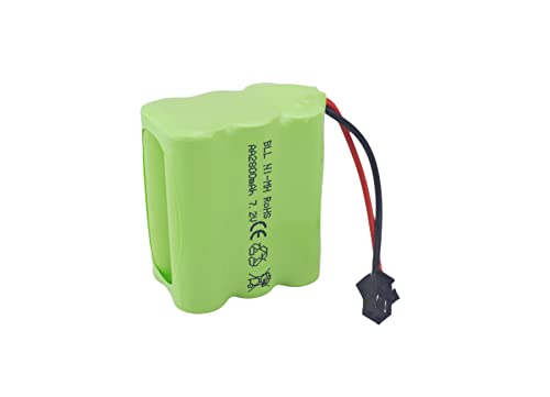 2PCS AA 7.2V 2800mah RC Battery Pack with SM-2P Plug with USB Charging Cable for Toy Tanks Engineering Department Flatbed Semi-Trailer Truck RC Remote Control Car Ni-MH high Capacity Battery
