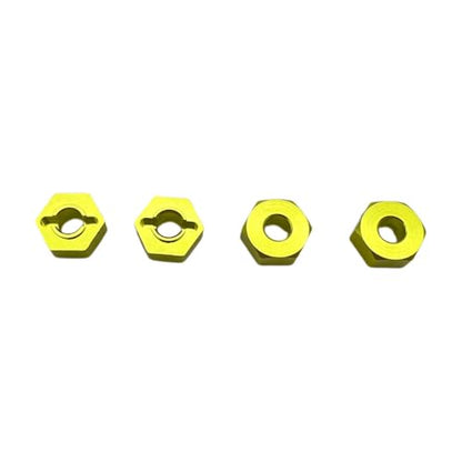Aluminum 12mm Hex Hubs Wheel Adapters & M4 Flanged Lock Nuts,5mm Thick,for HPI HSP Redcat Tamiya Traxxas Axial RC4WD D90 1/10 RC Car (Golden)