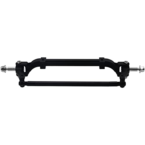 Metal Front Axle Steering Link Rod Pole Wheel Axle Compatible with Tamiya 1/14 RC Tractor Truck (Black) - color: Black