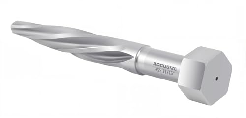 Accusize Industrial Tools H.S.S. Aligning Reamer - 11/16'' Diameter, 4-1/2'' Flute Length, 6-1/2'' OAL, Hex Shank, Spiral Flute, 0523-6025 | HSS Aligning Reamer, 11/16" Dia, 4-1/2" Flute, 6-1/2" OAL, Hex Shank, Spiral Flute - size: 11/16 inch