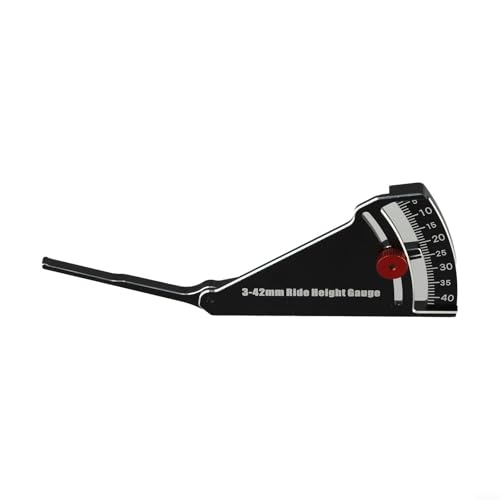 Aluminum Ride Height Gauge, Adjustable 3-42mm Ruler for RC Cars, Camber Measurement Tool, Black Alloy Wheel Rim Setup for Off-Road, Trucks