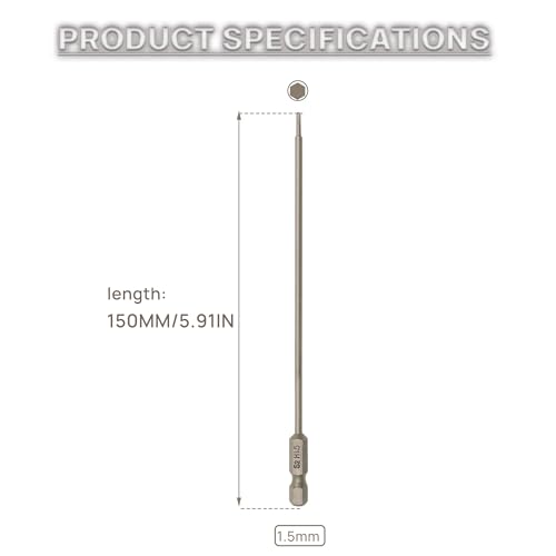 RC Hex Bit 6 Inch Power Bits 4mm for Screwgun/Power Drill(1.5MM X 3PCS) | High-speed Steel Precision Screwdriver Bits,Hex Head Allen Wrench Drill Bit Set,Magnetizable Tips,S2 alloy steel - size: 1.5MM X 3PCS