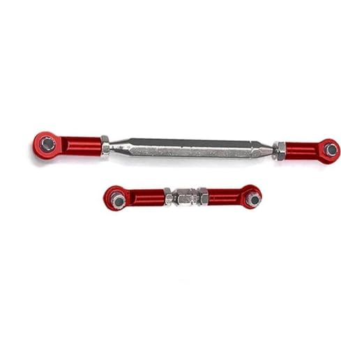 RC Car Rod Linkage Compatible with MN D90 D99 for MN-90 FJ-45 1/12 RC Car Crawler Metal Adjustable Steering Linkage Servo Link Pull Rod Turnbuckle(Red) - color: Red