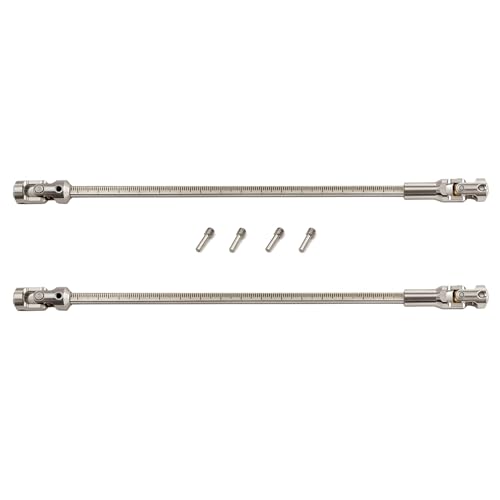 1/10 RC Crawler Cut-to-Length Drive Shaft Kit, Adjustable 68–229mm Stainless Steel RC Driveshaft Driveline with CNC Universal Joints and Mounting Screws, 2PCS (Silver) - color: Silver