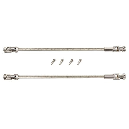 1/10 RC Crawler Cut-to-Length Drive Shaft Kit, Adjustable 68–229mm Stainless Steel RC Driveshaft Driveline with CNC Universal Joints and Mounting Screws, 2PCS (Silver) - color: Silver