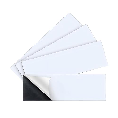 4 PCS Car Bumper Sticker, 12" x 4" Strong Sticky Self-Adhesive Car Decal, Easy to Cut DIY Auto Body Sheet, Paint-Safe for Most Cars SUVs Trucks Cover (White)