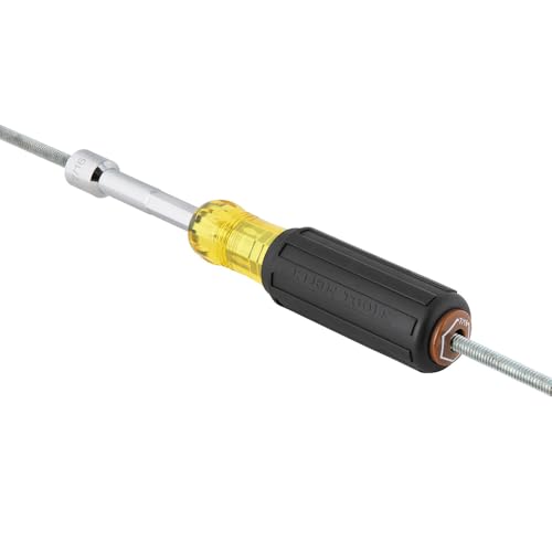 Klein Tools 65408M Metric Color-Coded Nut Driver, Hollow-Shaft, Heavy-Duty 8 mm Hex, Pass-Through Design, 6-Point Socket, and Cushion-Grip Handle - size: 8mm