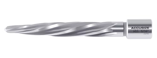 Accusize Industrial Tools 9/16'' H.S.S. Aligning Reamer with 3/4'' / 0.75'' Weldon Shank, Spiral Flute, 0521-0916 - size: 9/16 in.