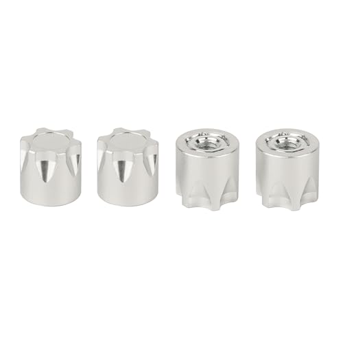 4PCS Aluminium Wheel Rim Center Cap M4 Nuts with Tool for 1/10 RC Crawler Axial SCX10 90046 TRX4 TRX6 Tamiya Recat RC Crawler Upgrades，Star Shape (Silver) - color: Silver