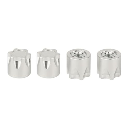 4PCS Aluminium Wheel Rim Center Cap M4 Nuts with Tool for 1/10 RC Crawler Axial SCX10 90046 TRX4 TRX6 Tamiya Recat RC Crawler Upgrades，Star Shape (Silver) - color: Silver