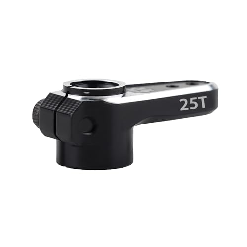 7075 Aluminum 25T Micro Servo Horn with M1.4 Threaded Holes for REEFS RC 99 Micro Servo 1/24 Axial SCX24 AX24 Upgrades - color: Black