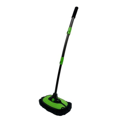 43'' Car Wash Brush with Long Handle Chenille Microfiber Car Wash Kit Mitt Retractable Bent Pole Car Wash Mop for Cars RV Truck Boat (Green-1) - color: Green-1
