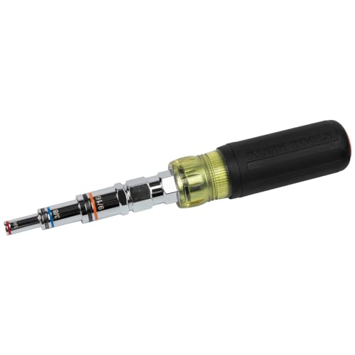 Klein Tools 32809MAG 9-in-1 Multi-Nut Driver Tool, Magnetic SAE Pass Through Driver with Hex Nut Sizes 3/16 to 3/4-Inch - style: 9-in-1 Nut Driver