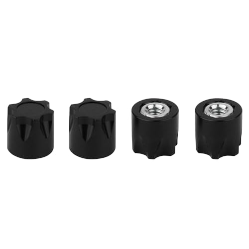 4PCS Aluminium Wheel Rim Center Cap M4 Nuts with Tool for 1/10 RC Crawler Axial SCX10 90046 TRX4 TRX6 Tamiya Recat RC Crawler Upgrades，Star Shape (Black) - color: Black