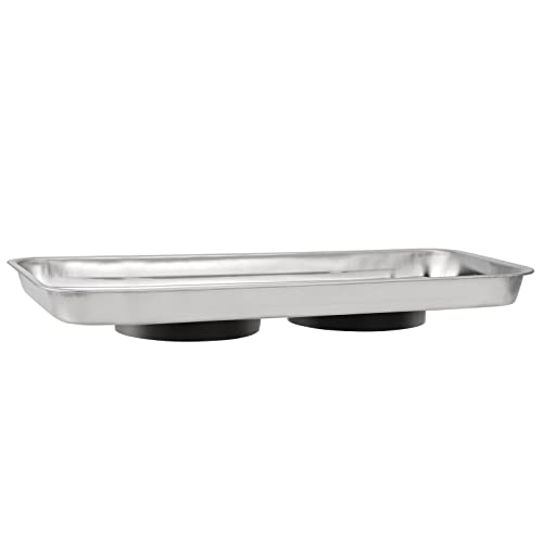 SINJEUN 10 Pieces Rectangle Magnetic Tray, 3.6 x 2.5 Inch and 5.9 x 2.5 Inch Magnetic Tray Set, Stainless Steel Magnetic Tray Holder for Screws, Nut, Bolt and Metal Part - size: 3.6 x 2.5 Inch 5.9 x 2.5 Inch Rectangle