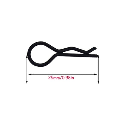 100pcs RC Body Clips Bent Springy R Pins Bent for 1/8 1/10 1/12 Car Truck Crawler Buggy Shell Replacement (Black)