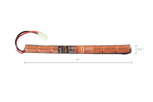 Lancer Tactical NIMH Airsoft Battery Compatible with Lancer AEG Airsoft (9.6V, 1600 mAh Stick)
